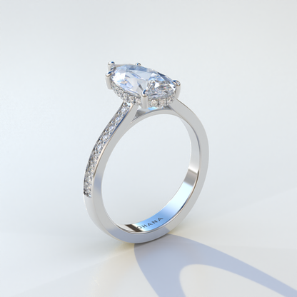 4 Carat Pear Cut Hidden Halo & Pave Set Lab Diamond Engagement Ring - Galleria