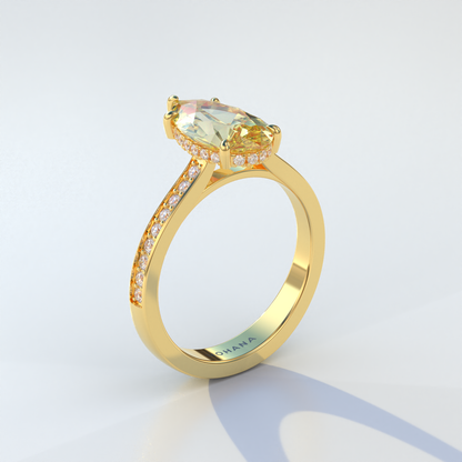4 Carat Yellow Pear Cut Hidden Halo & Pave Set Lab Diamond Engagement Ring - Galleria