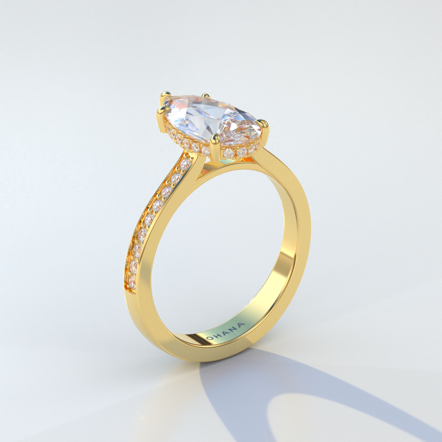 4 Carat Pear Cut Hidden Halo & Pave Set Lab Diamond Engagement Ring - Galleria