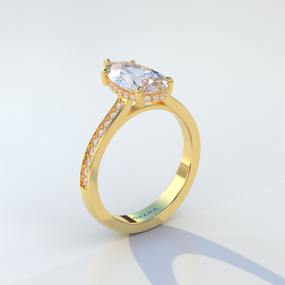 4 Carat Pear Cut Hidden Halo & Pave Set Lab Diamond Engagement Ring - Galleria