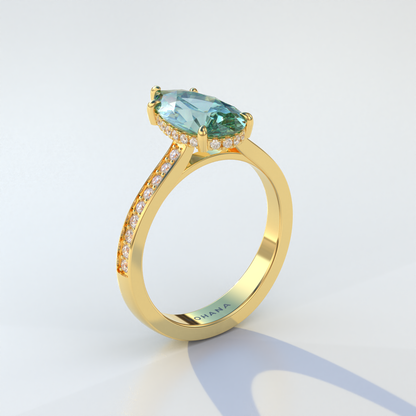 4 Carat Green Pear Cut Hidden Halo & Pave Set Lab Diamond Engagement Ring - Galleria