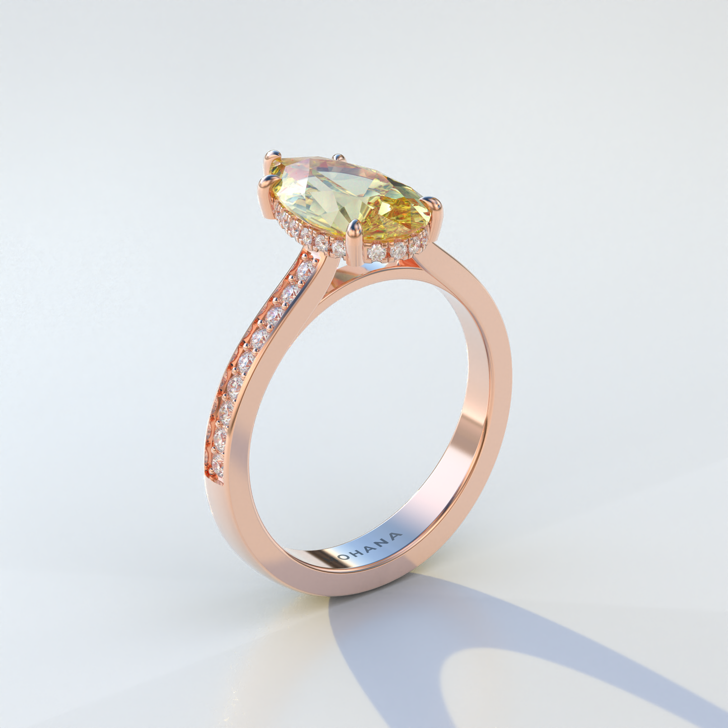 4 Carat Yellow Pear Cut Hidden Halo & Pave Set Lab Diamond Engagement Ring - Galleria