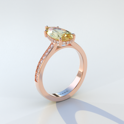 4 Carat Yellow Pear Cut Hidden Halo & Pave Set Lab Diamond Engagement Ring - Galleria