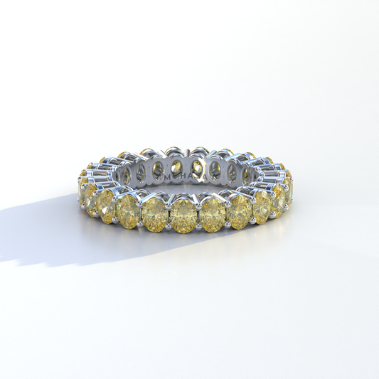 4mm Yellow Oval cut Lab Diamond Eternity Ring | Bridal Wedding Band- Camila