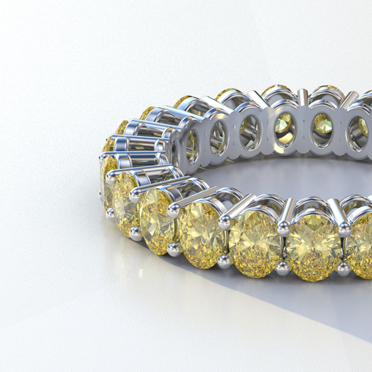 4mm Yellow Oval cut Lab Diamond Eternity Ring | Bridal Wedding Band- Camila