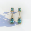 Canary - Green Color Pear & Emerald Diamond Drop Earrings | Fancy Halo Setting | Certified - 1 Carat Tw. Lab Diamond