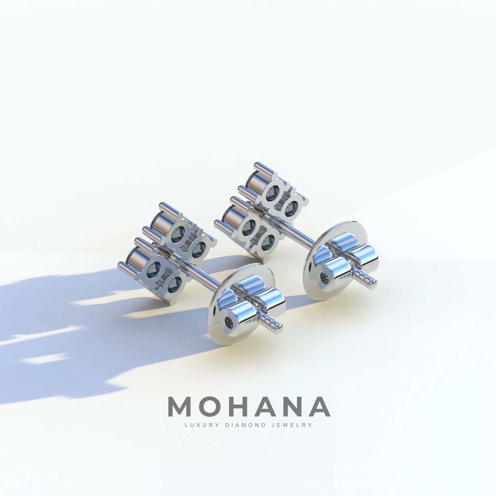 Blue Round Cut Lab Diamond Stud Earrings | Cluster Setting - Rae Brilliance