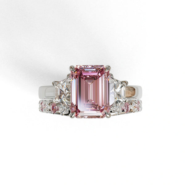 Colorless Pink Round Diamond Half Eternity Pave Band - Custom Order Flint