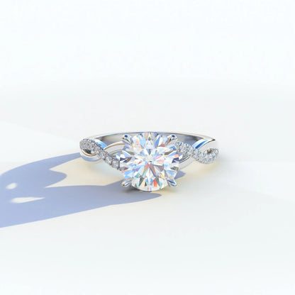 E VVS 3 Carat Round Cut Lab Diamond Ring - Infinity Cross - 10K Solid Gold / White Gold