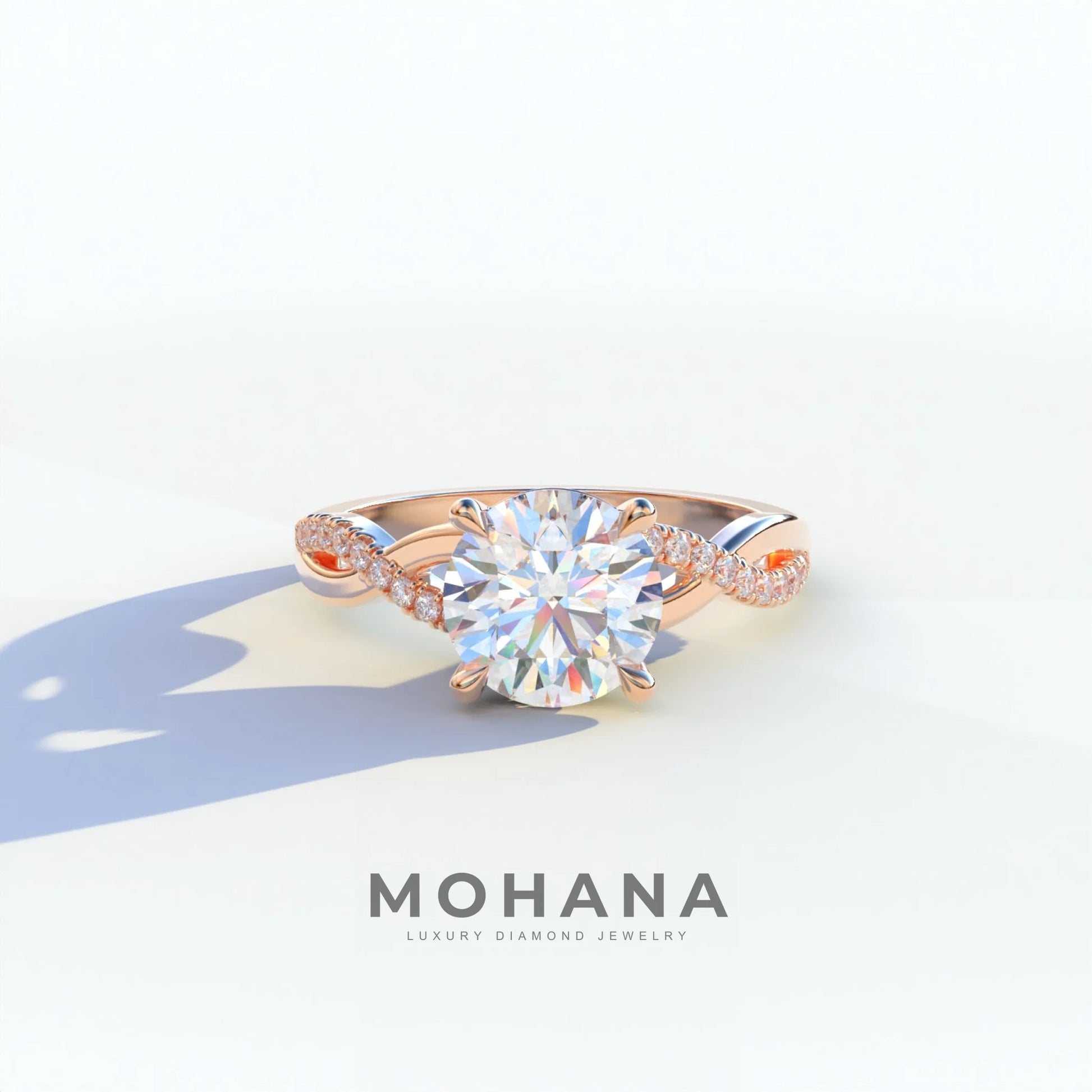 E VVS 3 carat round cut lab diamond ring, Infinity Cross Collection, sustainable elegant jewelry, engagement ring, high-quality diamond ring, lab-grown diamond ring