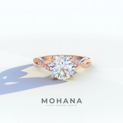 E VVS 3 carat round cut lab diamond ring, Infinity Cross Collection, sustainable elegant jewelry, engagement ring, high-quality diamond ring, lab-grown diamond ring