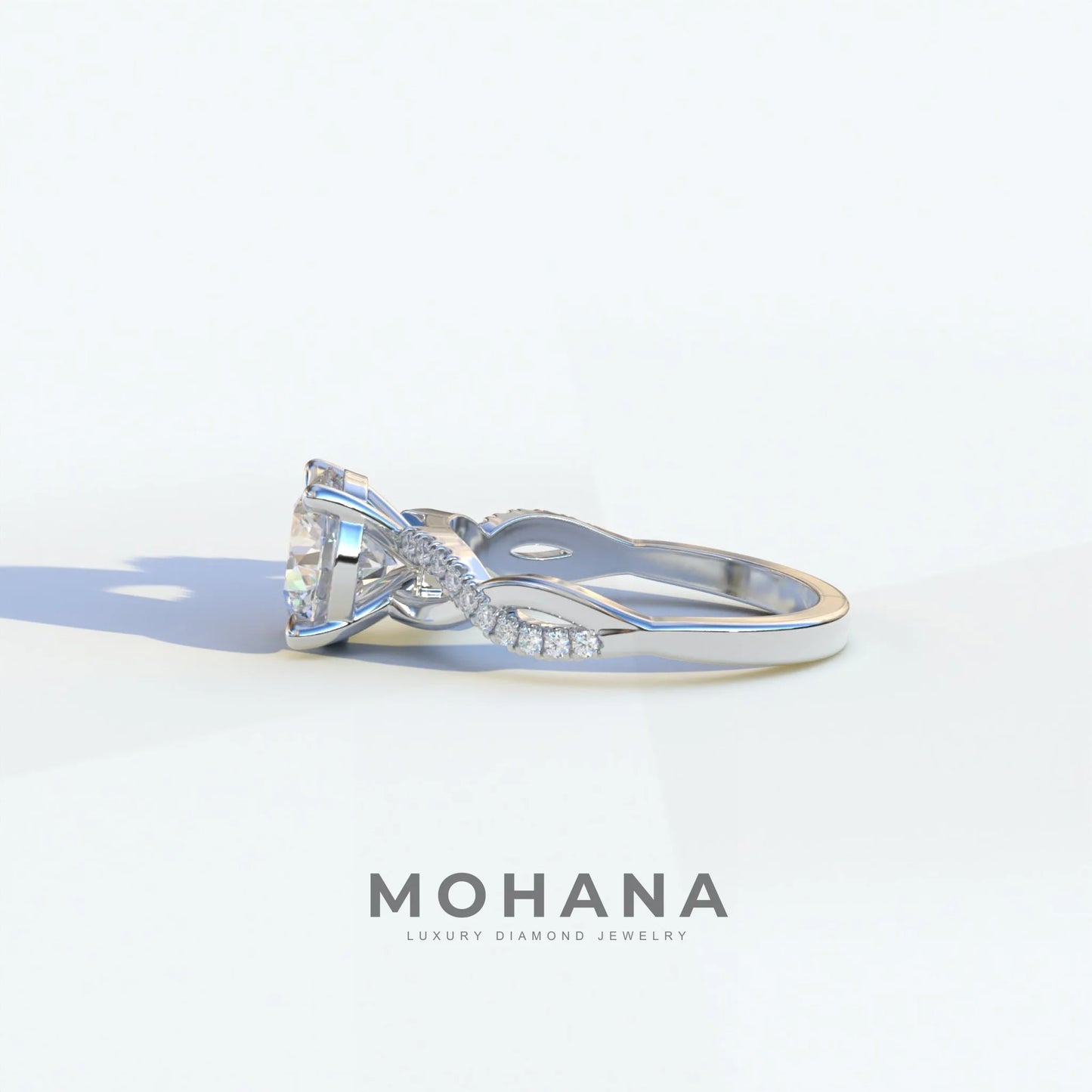 E VVS 3 Carat Round Cut Lab Diamond Ring - Infinity Cross