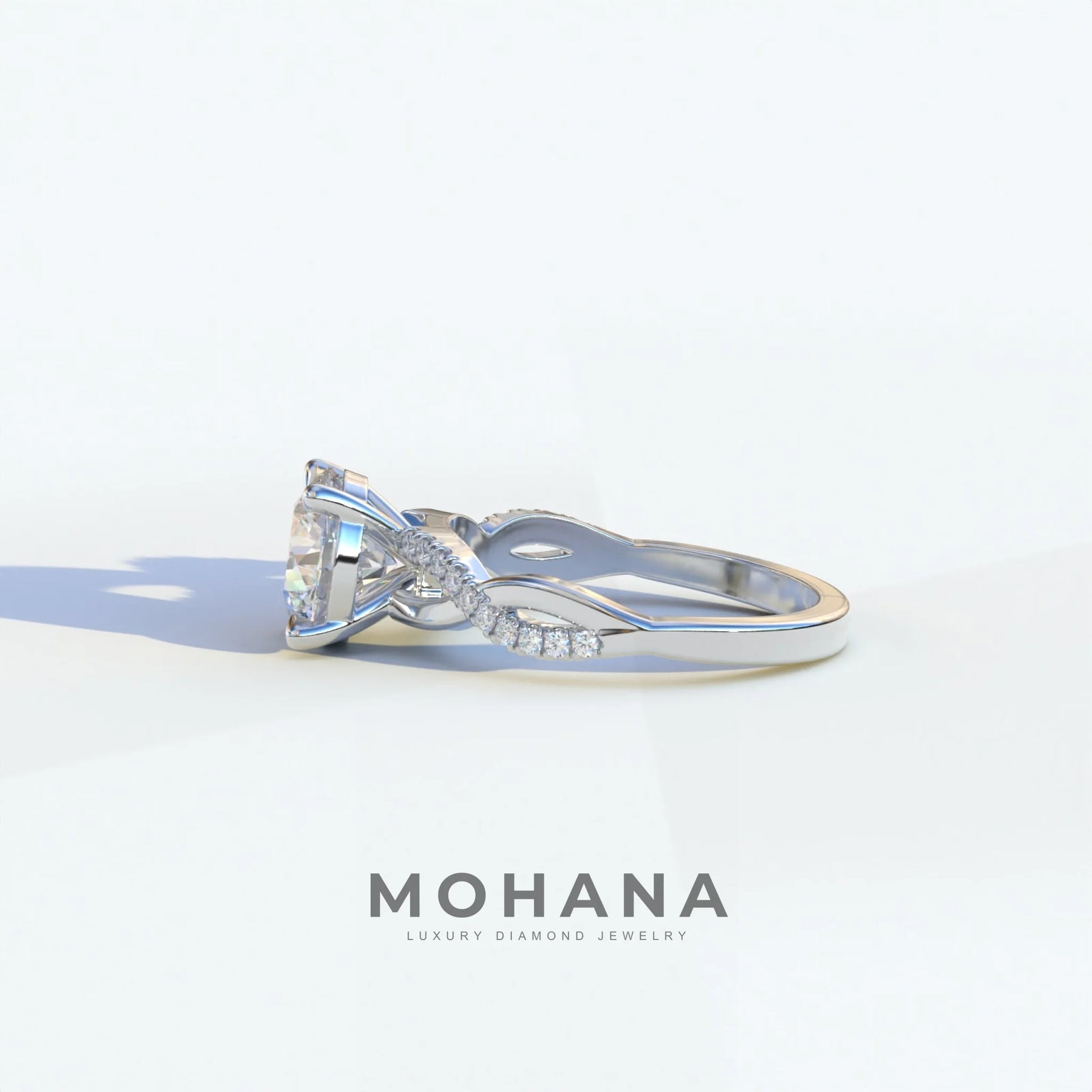 E VVS 3 Carat Round Cut Lab Diamond Ring - Infinity Cross