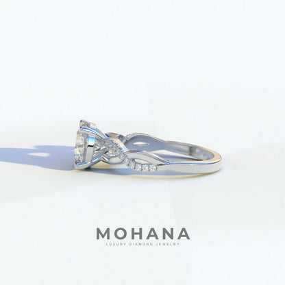 E VVS 3 Carat Round Cut Lab Diamond Ring - Infinity Cross