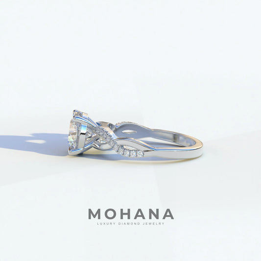 E VVS 3 Carat Round Cut Lab Diamond Ring - Infinity Cross