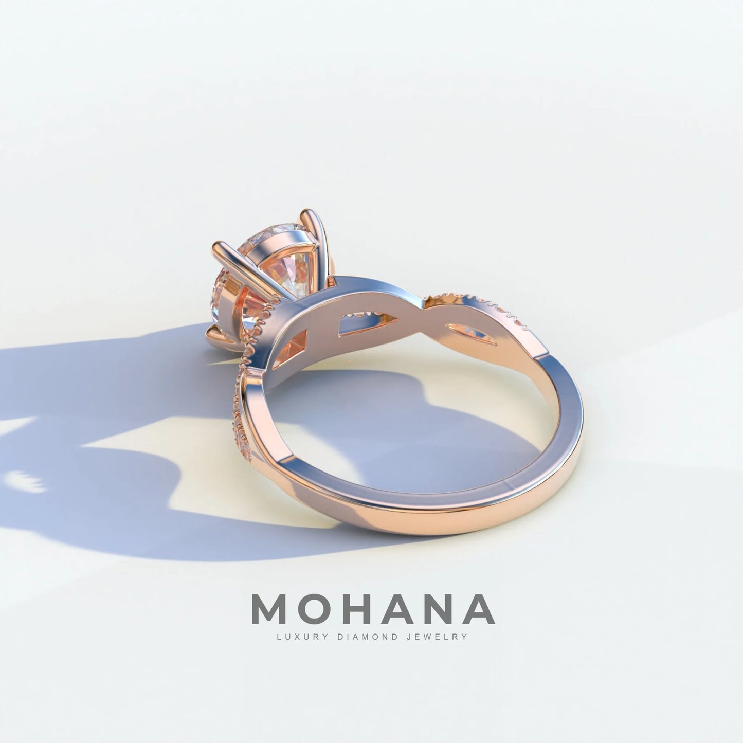 E VVS 3 Carat Round Cut Lab Diamond Ring - Infinity Cross