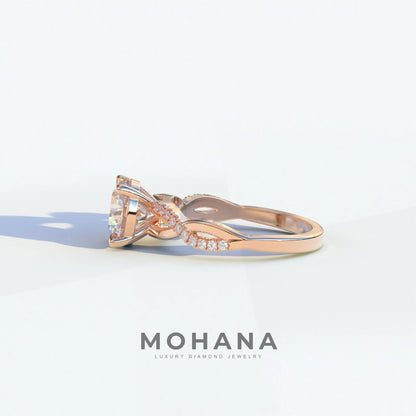 E VVS 3 Carat Round Cut Lab Diamond Ring - Infinity Cross