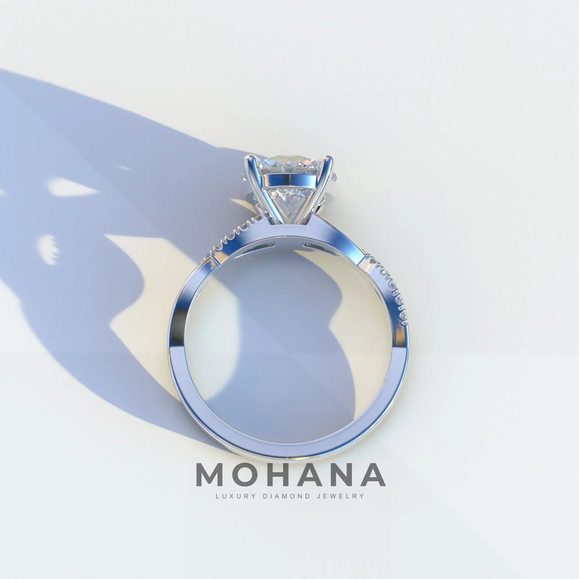 E VVS 3 Carat Round Cut Lab Diamond Ring - Infinity Cross