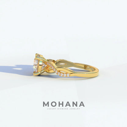 E VVS 3 Carat Round Cut Lab Diamond Ring - Infinity Cross