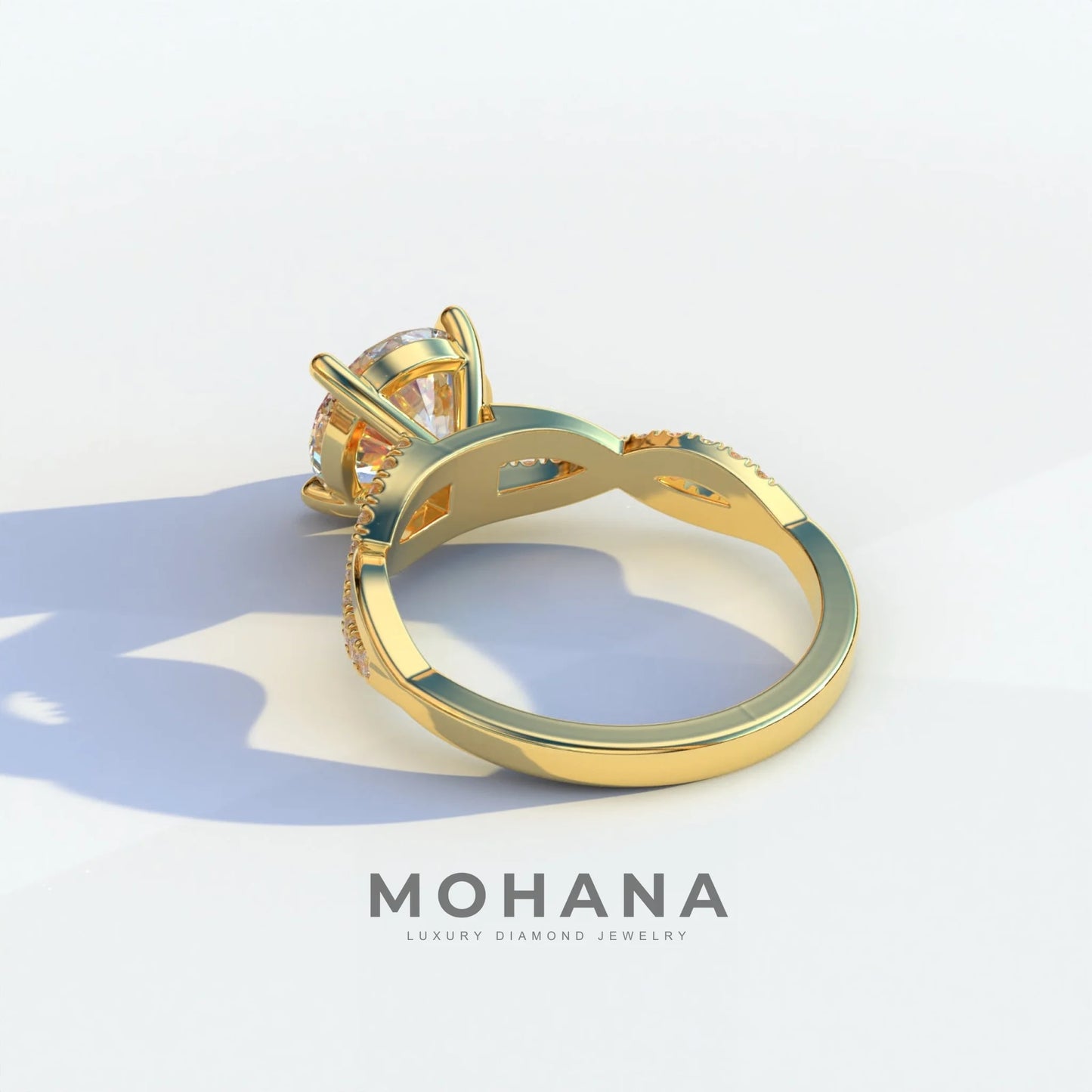 E VVS 3 Carat Round Cut Lab Diamond Ring - Infinity Cross