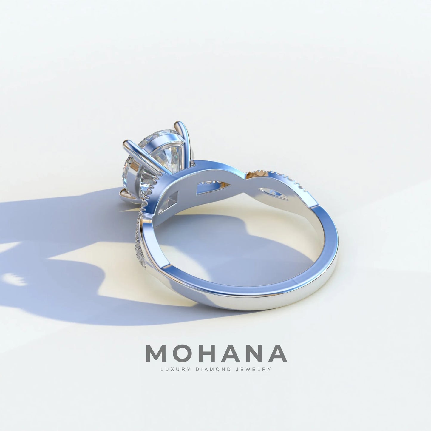 E VVS 3 Carat Round Cut Lab Diamond Ring - Infinity Cross