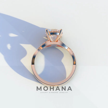 E VVS 3 Carat Round Cut Lab Diamond Ring - Infinity Cross