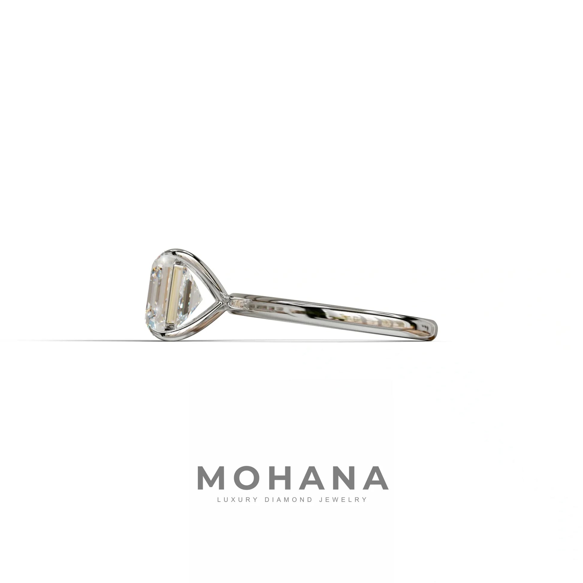 E VVS Asscher Cut Solitaire Lab Grown Diamond Engagement Ring - Fabriciana