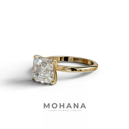 E VVS Asscher Cut Solitaire Lab Grown Diamond Engagement Ring - Fabriciana