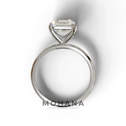 E VVS Asscher Cut Solitaire Lab Grown Diamond Engagement Ring - Fabriciana