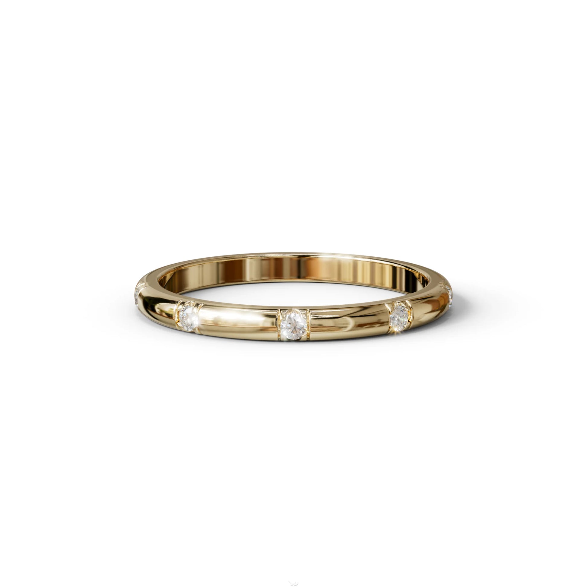 Elsa Peretti - Colorless Round Cut Lab Diamond Eternity Ring| Flux Setting | Wedding band - 10K Solid Gold / Yellow Gold