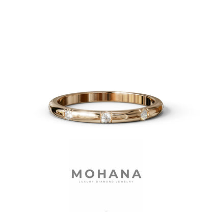 Elsa Peretti - Colorless Round Cut Lab Diamond Eternity Ring| Flux Setting | Wedding band - 10K Solid Gold / Rose Gold