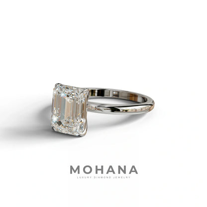 E-VVS Emerald Cut Solitaire Lab Grown Diamond Engagement Ring - Vanessa