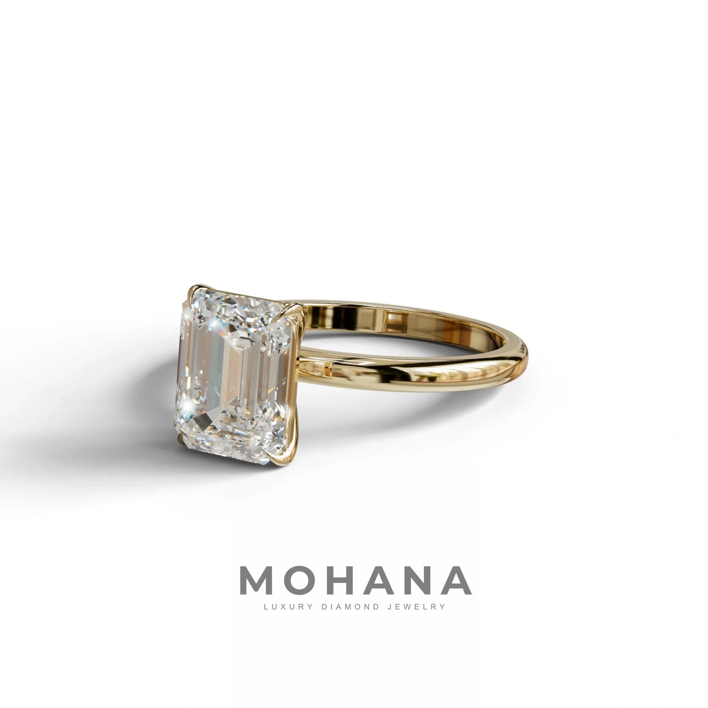 E-VVS Emerald Cut Solitaire Lab Grown Diamond Engagement Ring - Vanessa