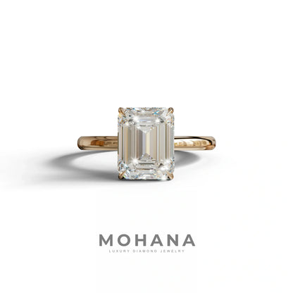 E-VVS Emerald Cut Solitaire Lab Grown Diamond Engagement Ring - Vanessa - 2 Carat / 10K Solid Gold / Rose Gold