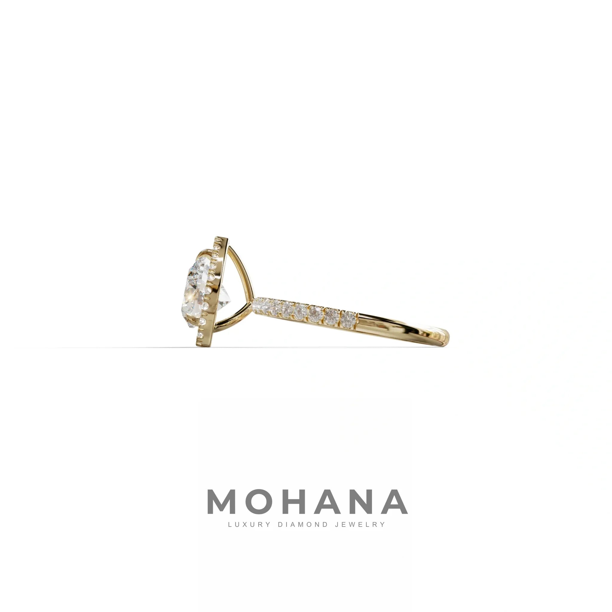 E VVS Heart Cut Halo & Pavé Lab Grown Diamond Engagement Ring - Gelia