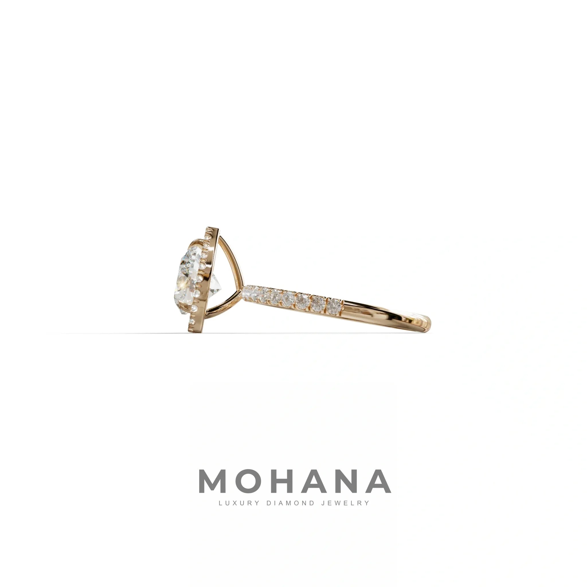 E VVS Heart Cut Halo & Pavé Lab Grown Diamond Engagement Ring - Gelia