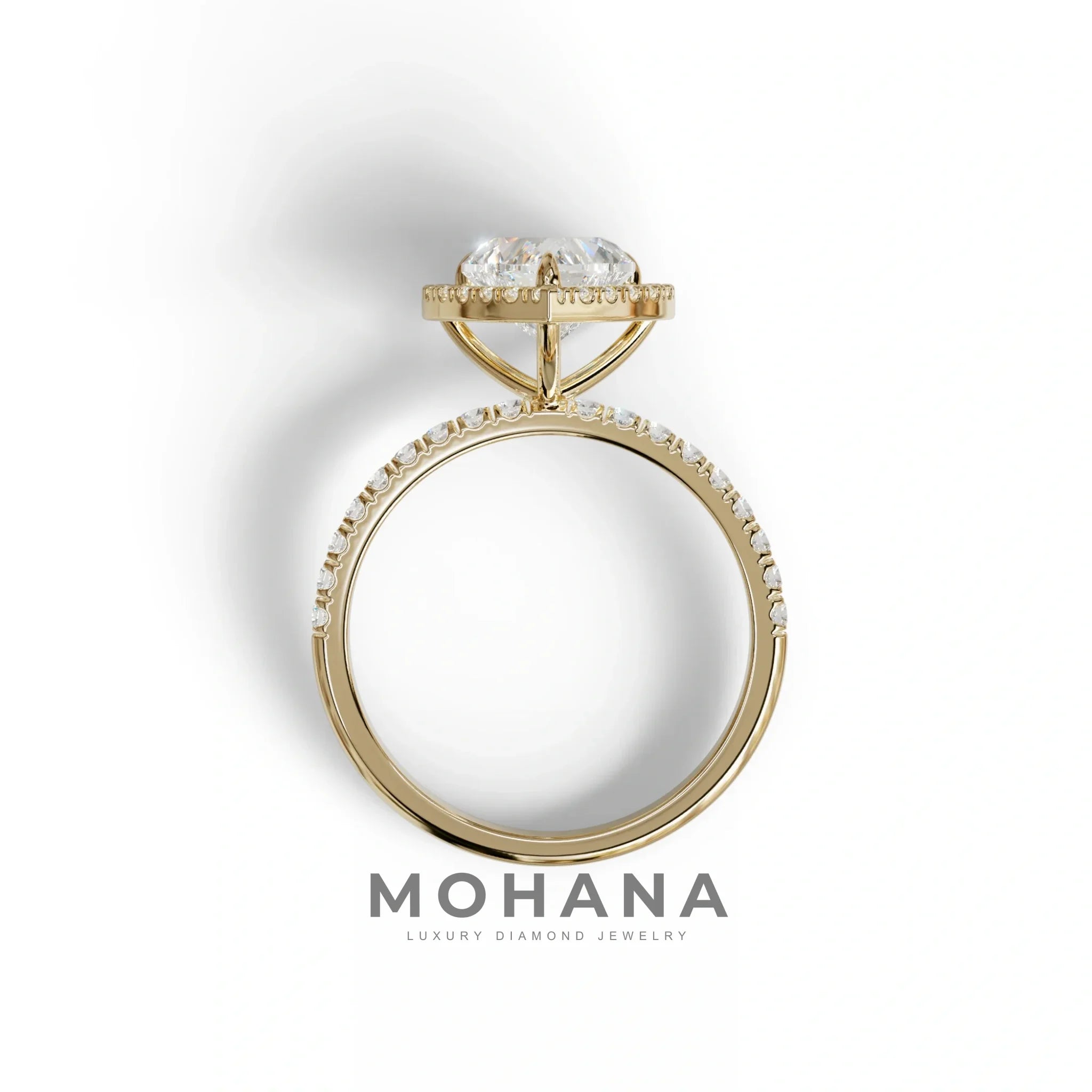 E VVS Heart Cut Halo & Pavé Lab Grown Diamond Engagement Ring - Gelia