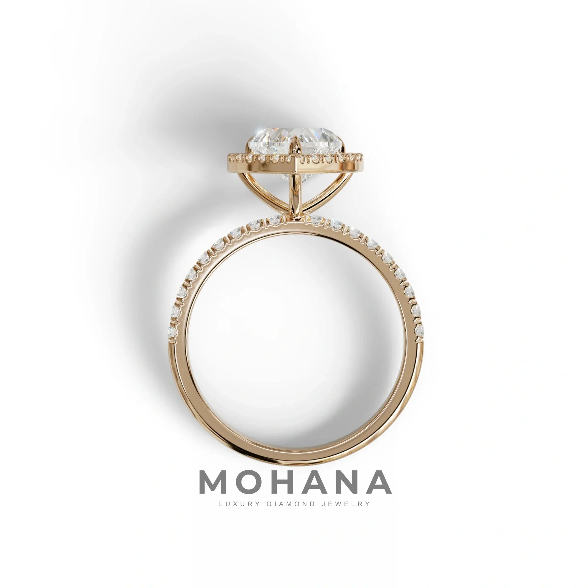 E VVS Heart Cut Halo & Pavé Lab Grown Diamond Engagement Ring - Gelia