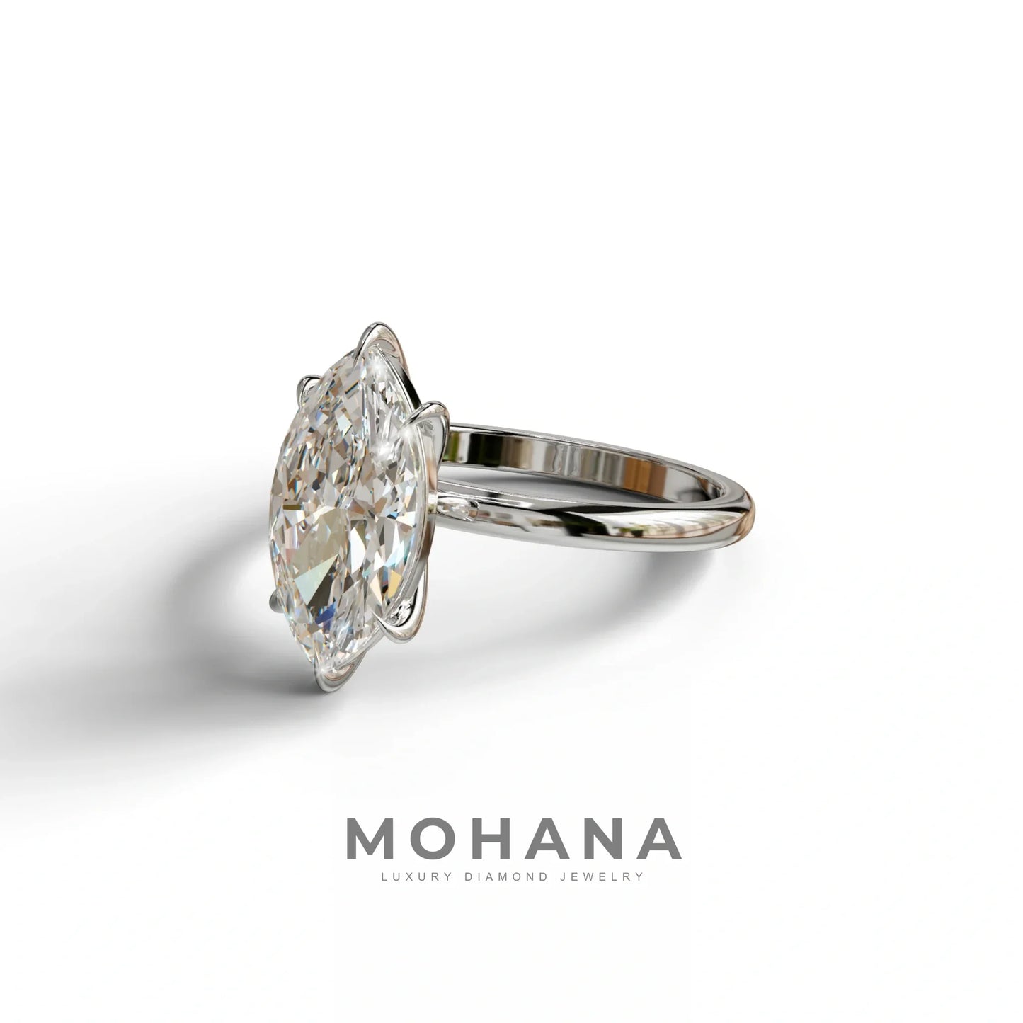 E VVS Marquise Cut Solitaire Lab Grown Diamond Engagement Ring - Celestina