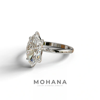 E VVS Marquise Cut Solitaire Lab Grown Diamond Engagement Ring - Celestina