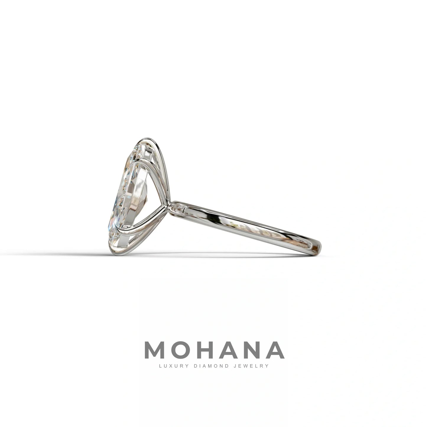 E VVS Marquise Cut Solitaire Lab Grown Diamond Engagement Ring - Celestina