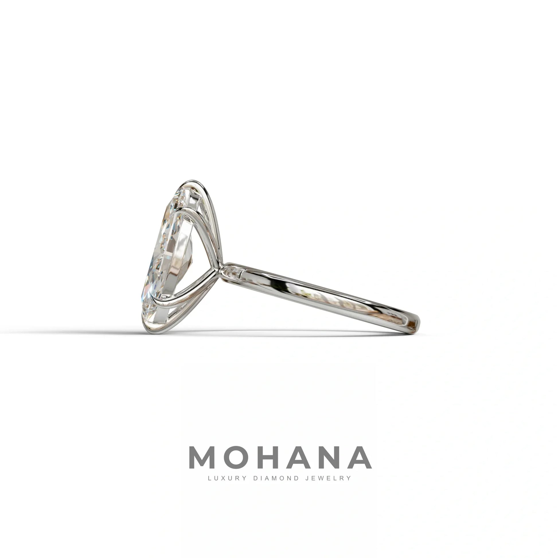 E VVS Marquise Cut Solitaire Lab Grown Diamond Engagement Ring - Celestina