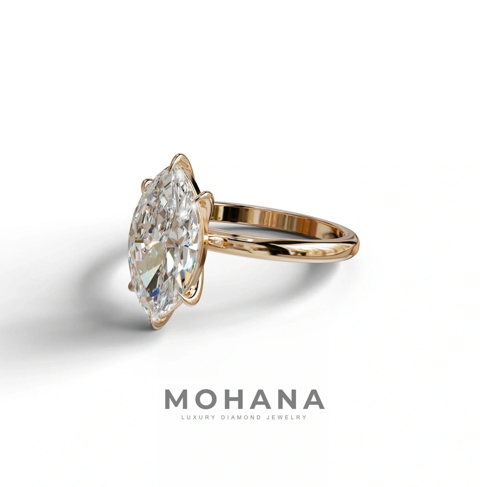 E VVS Marquise Cut Solitaire Lab Grown Diamond Engagement Ring - Celestina