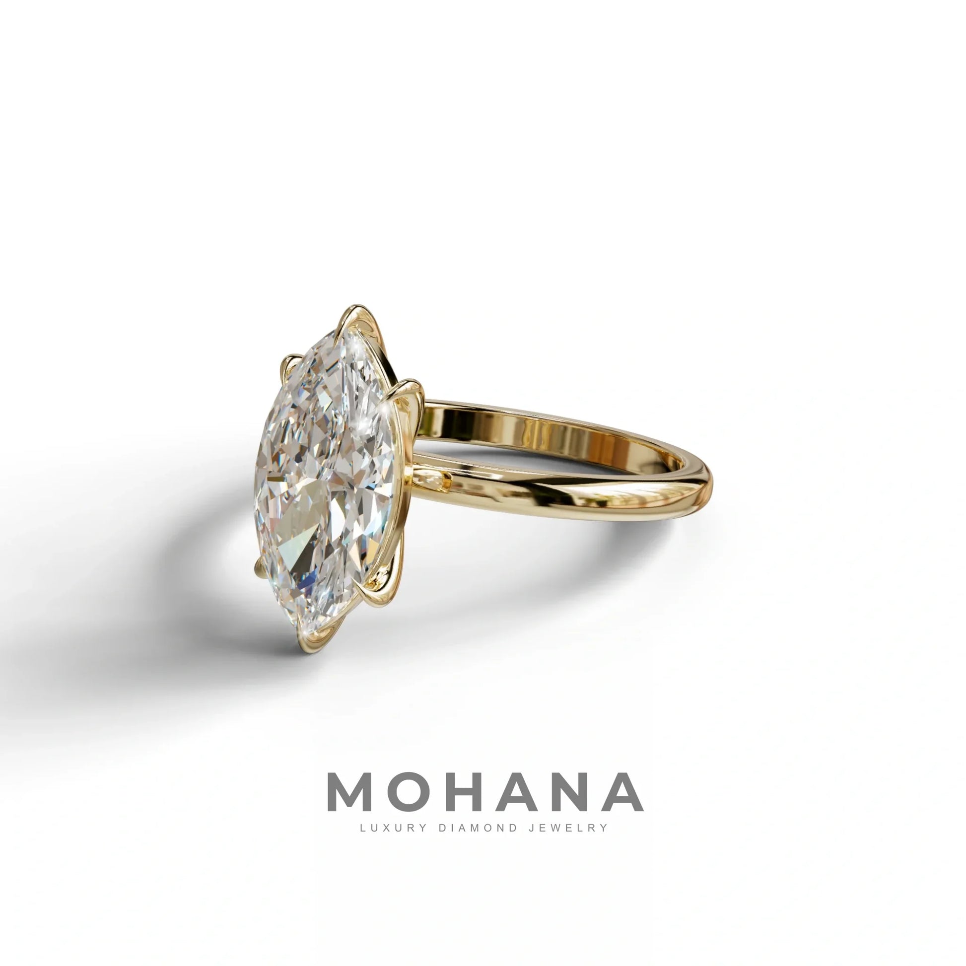 E VVS Marquise Cut Solitaire Lab Grown Diamond Engagement Ring - Celestina