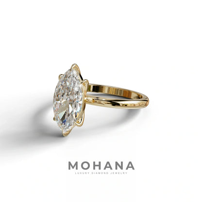 E VVS Marquise Cut Solitaire Lab Grown Diamond Engagement Ring - Celestina
