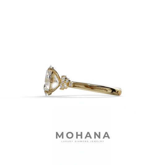 E-VVS Oval Cut Cluster-Vintage Setting Lab Grown Diamond Ring - Celeste Arc