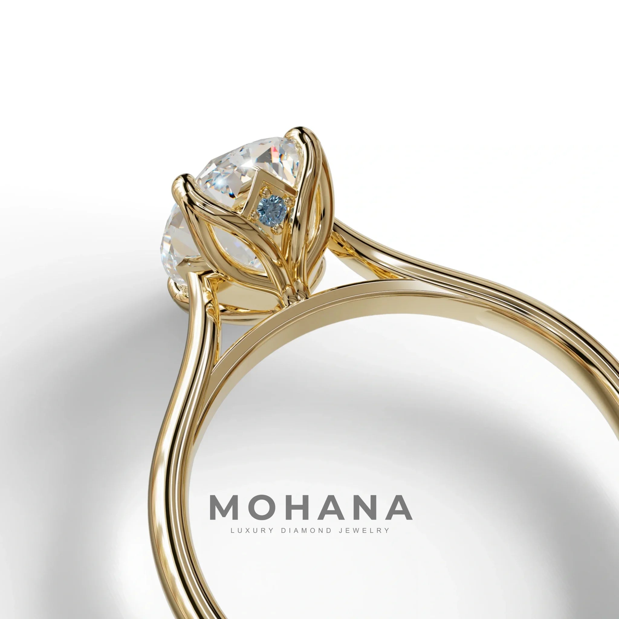 E VVS Oval Cut Hidden Diamond Solitaire Lab Grown Diamond Ring - Secrecy