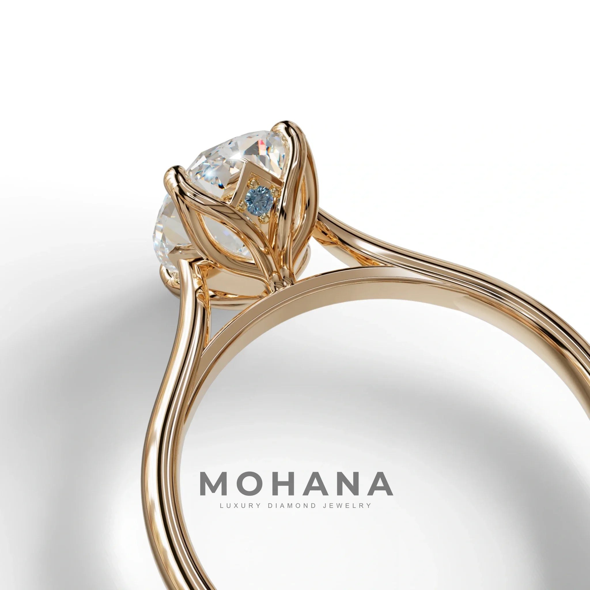 E VVS Oval Cut Hidden Diamond Solitaire Lab Grown Diamond Ring - Secrecy