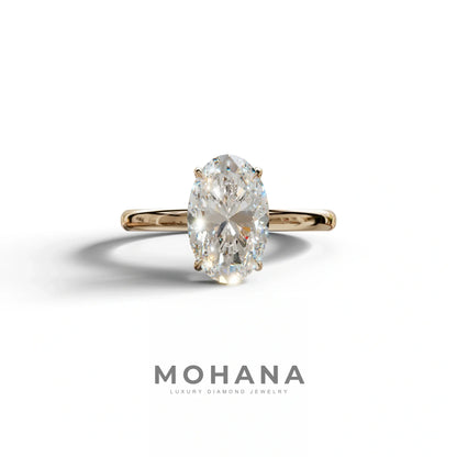 E-VVS Oval Cut Solitaire Lab Grown Diamond Engagement Ring - Curiosa - 2 Carat / 10K Solid Gold / Rose Gold