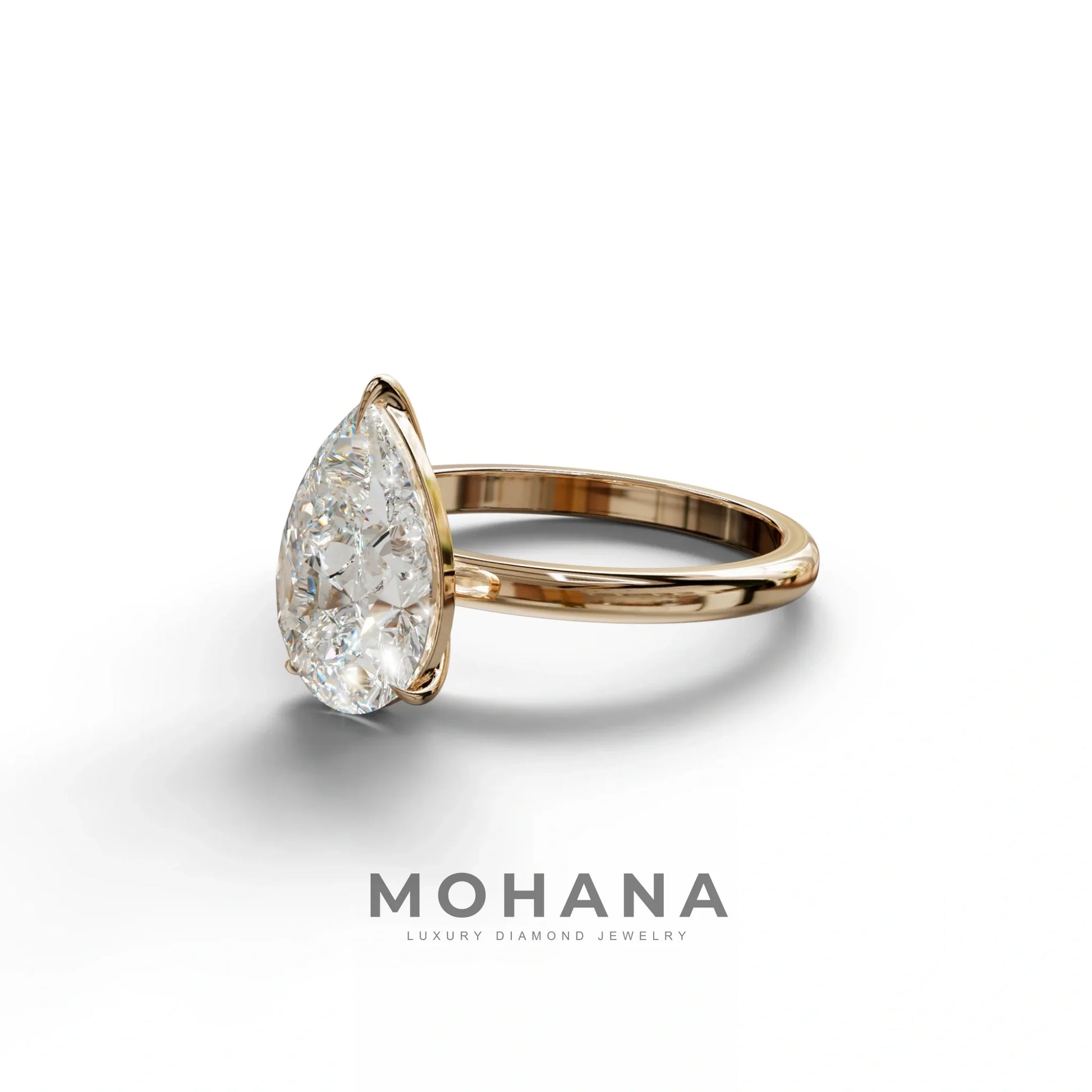 E VVS Pear Cut Solitaire Lab Grown Diamond Engagement Ring - Maniola